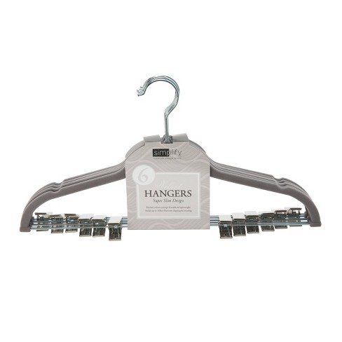 Simplify 6-Pack Velvet Suit Hangers with Clips, Grey