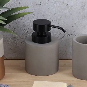 Evideco French Home GoodsConcrete Cement Hand Soap Dispenser with Black Pump, 10 Oz Refillable Design - 1 of 4