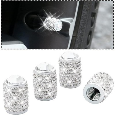 TruAIR Bling Valve Stem Caps, Crystal Rhinestone Tire Covers for Cars