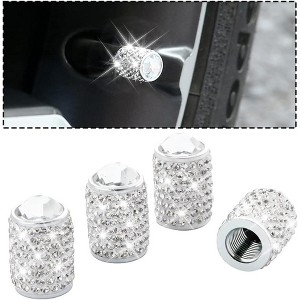 TruAIR Bling Valve Stem Caps, Crystal Rhinestone Tire Covers for Cars - 1 of 4