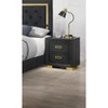 Vynxaria Modern Glam 2-Drawer Nightstand - 1pc, Black Gold Finish, Gold Metal Hardware, Solid Wood/Wood Veneer, Sturdy Durable Bedroom Furniture - 2 of 4