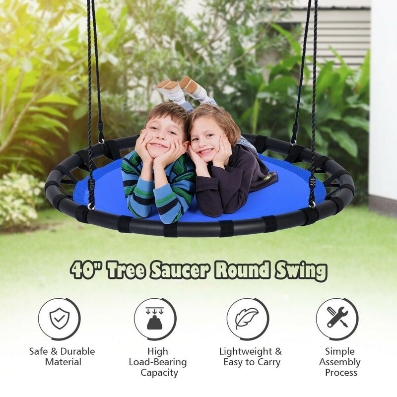 Costway 40'' Flying Saucer Round Tree Swing Kids Play Set w/ Adjustable Ropes Outdoor, 5 of 11