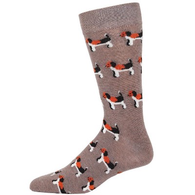 Memoi Men's Beagle Dog Luxuriously Soft Cashmere Blend Crew Socks
