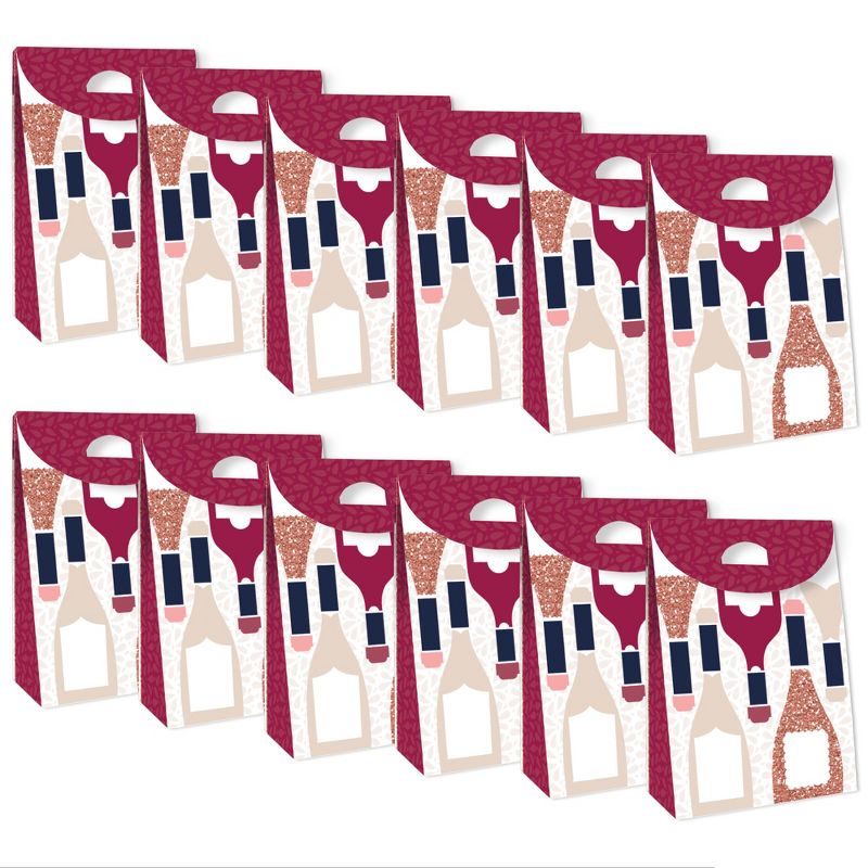 Big Dot of Happiness But First, Wine - Wine Tasting Gift Favor Bags - Party Goodie Boxes - Set of 12, 5 of 9