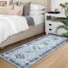 Vintage Floral Distressed Printed Area Rug Machine Washable Non Slip Stain Resistant Bodered Low Pile Ultra Thin Pet Friendly Carpet - 2 of 4