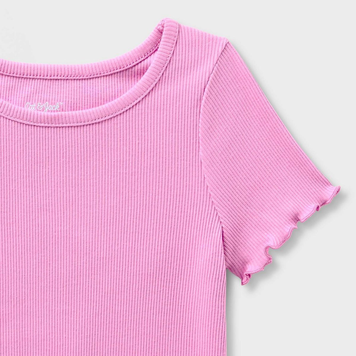 Baby & Toddler Girls' Solid Ribbed Scallop Hem Short Sleeve T-Shirt - Cat & Jack™ - thumbnail 3