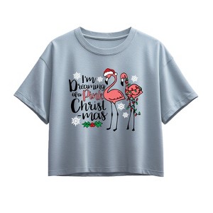 Girls' - Instant Message - Im Dreaming Of A Pink Christmas Short Sleeve Boxy Graphic T-Shirt - 1 of 2