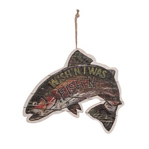 Beachcombers Wishing I Was Fishing Coastal Plaque Sign Wall Hanging Decor Decoration For The Beach 10.21 x 0.35 x 8.25 Inches. - 1 of 2