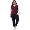 Agnes Orinda Women's Plus Size V Neck Knit Solid Classic Sleeveless Pullover Sweater Vest - 3 of 4