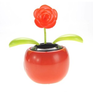 JuzToys Solar Powered Dancing Flower | Desk, Window, Or Car Decoration Gift Toy | Fun Swinging Solar Flower, Red - 1 of 4