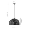 Rennnsan Omveira 20"W 1-Light Stone Shape Modern Dimmable Pendant in Black - 3 of 4