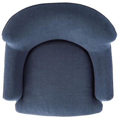 Navy Linen Lawson Accent Chair with Walnut Spindle Legs