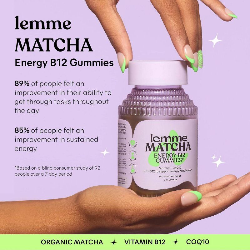 Lemme Matcha Energy B12 Vegan Gummies - 60ct, 4 of 9