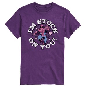 Men's - Marvel - Spider-man Valentine I'm Stuck On You Short Sleeve Graphic T-Shirt - 1 of 3