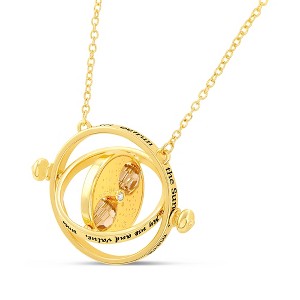 Harry Potter Hermione Time Travel Magical Hourglass Rotating Gold Plated Necklace, 22" - 1 of 4