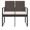 40.7"2-Seater Patio Bench with Cushions Brown PP Rattan - 3 of 4