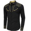 Coolmee Mens Western Embroidered Cowboy Shirts Casual Button Down Long Sleeve Shirt with Floral Design - 2 of 4