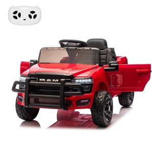 Jojoka 12V Licensed RAM Pickup Ride-On Truck, Remote Control, 3 Speeds, LED Lights, Music, All-Terrain - 1 of 4