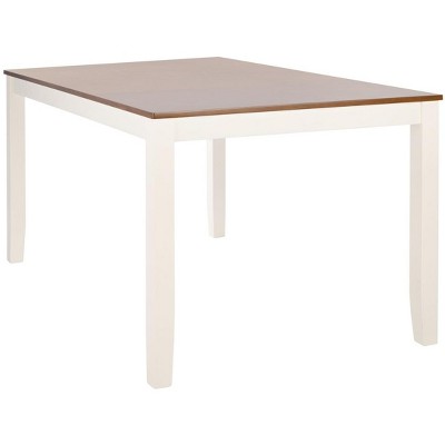Silio 57" White and Natural Farmhouse Dining Table