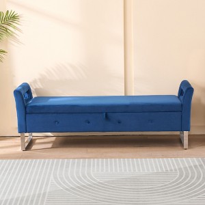 NicBex 68" Velvet Storage Ottoman Bench,Entryway Bench with Arms,End of Bed Storage Bench for Bedroom&Entryway,Living Room Furniture - 1 of 4