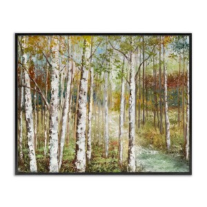 Stupell Industries Birch Orchard Grove Hiking Path Passage Impressionist Painting Framed Giclee Art, Black, 14" x 11" - 1 of 4