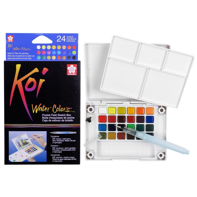 24-Colors Sakura Koi Watercolor Pocket Field Sketch Box Set, 2 of 8