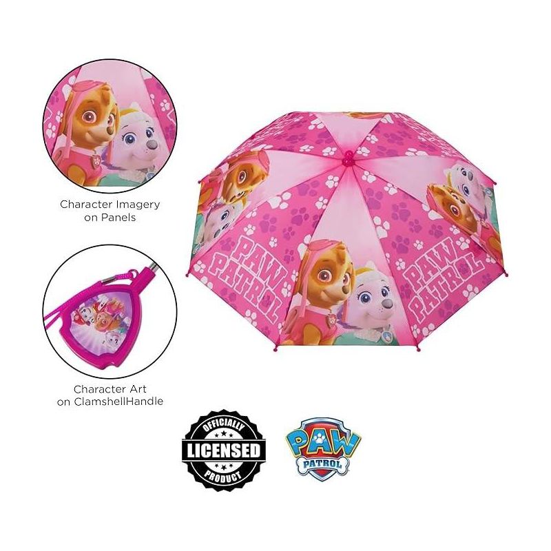 Paw Patrol Girl’s Raincoat and Umbrella Set, Kids Ages 2-7  (Dark Pink), 5 of 8