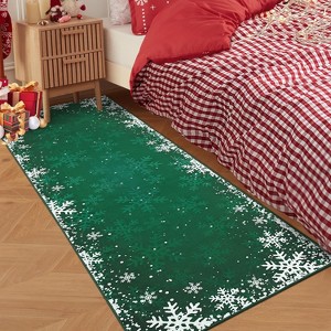 Snowflake Christmas Area Rug Machine Washable Area Carpet, Non-Slip Non-Shedding Rugs Festive Decor for Living Room & Bedroom Spaces - 1 of 4