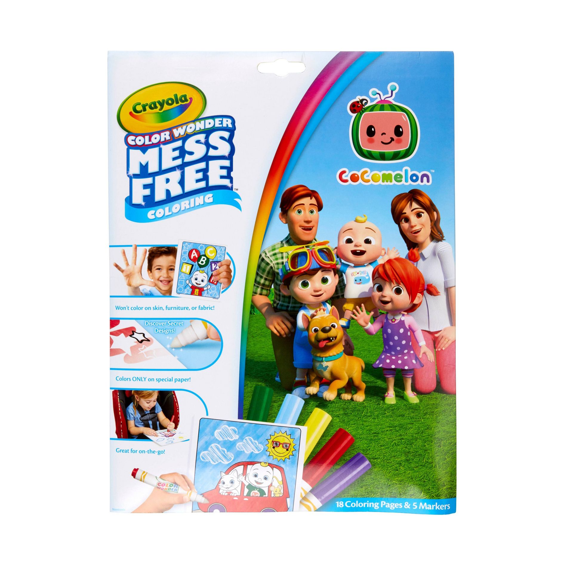 Crayola Color Wonder Foldalope - Cocomelon: Mess Free Coloring Book for Kids, Includes Markers & 18 Sheets, Ages 3+