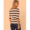 INSPIRE CHIC Women's Stripes Casual Basic Elbow Sleeves Boat Neck Slim Fit T-Shirts - 4 of 4