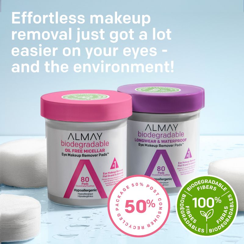 Almay Biodegradable Longwear & Waterproof Eye Makeup Remover Pads, 5 of 11