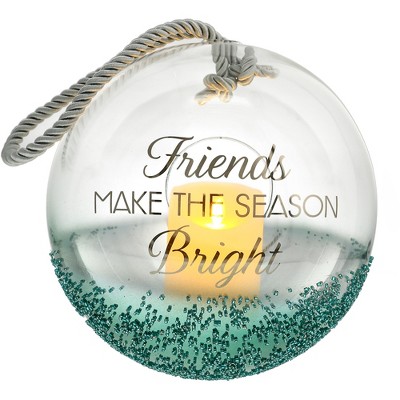 Pavilion Gift Company - Holiday Friends - 9.5" Emerald Beaded Glass Lantern - Candle Holders