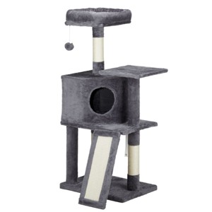 SEVOBAL Indoor Spacious Cat House Condo with Space Sturdy Steel Tube Soft Plush Top Perch Cozy Hammock Sisal Scratching Posts, Gray, 52"*37"*26" - 1 of 4