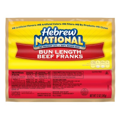 Hebrew National Bun Length Beef Franks - 12oz