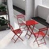 VYNXARIA 3 Piece Patio Bistro Set of Foldable Square Table and Chairs, Red - 3 of 4