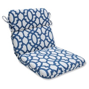 Outdoor/Indoor Nunu Geo Ink Blue Rounded Corners Chair Cushion - Pillow Perfect