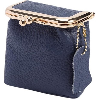 Paaaawaters Women's Genuine Leather Small Jewelry Coin Purse Vintage Kiss Lock Change Pouch Casual Style Mini Wallets pouches Bag
