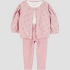 Carter's Just One You® Baby Girls' 3pc Floral Zip-Up Sweatshirt with Bodysuit and Leggings Set - Pink - 2 of 4