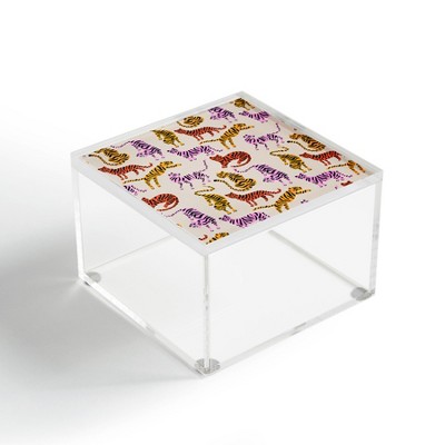 Cat Coquillette Tiger Collection Pink Yellow Acrylic Box - Deny Designs