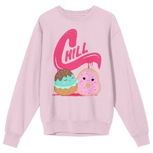 Squishmallows Chill Crew Neck Long Sleeve Cradle Pink Youth Sweatshirt - 1 of 2