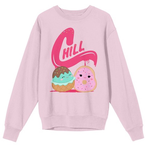 Squishmallows Chill Crew Neck Long Sleeve Cradle Pink Youth Sweatshirt ...