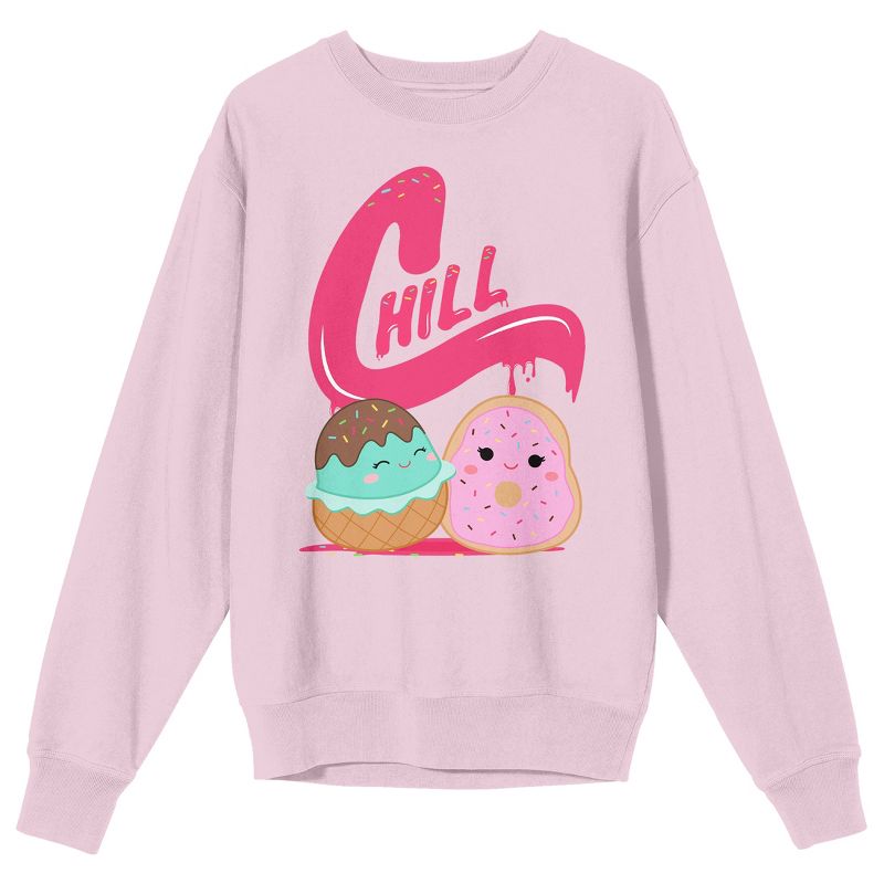 Squishmallows Chill Crew Neck Long Sleeve Cradle Pink Youth Sweatshirt, 1 of 3