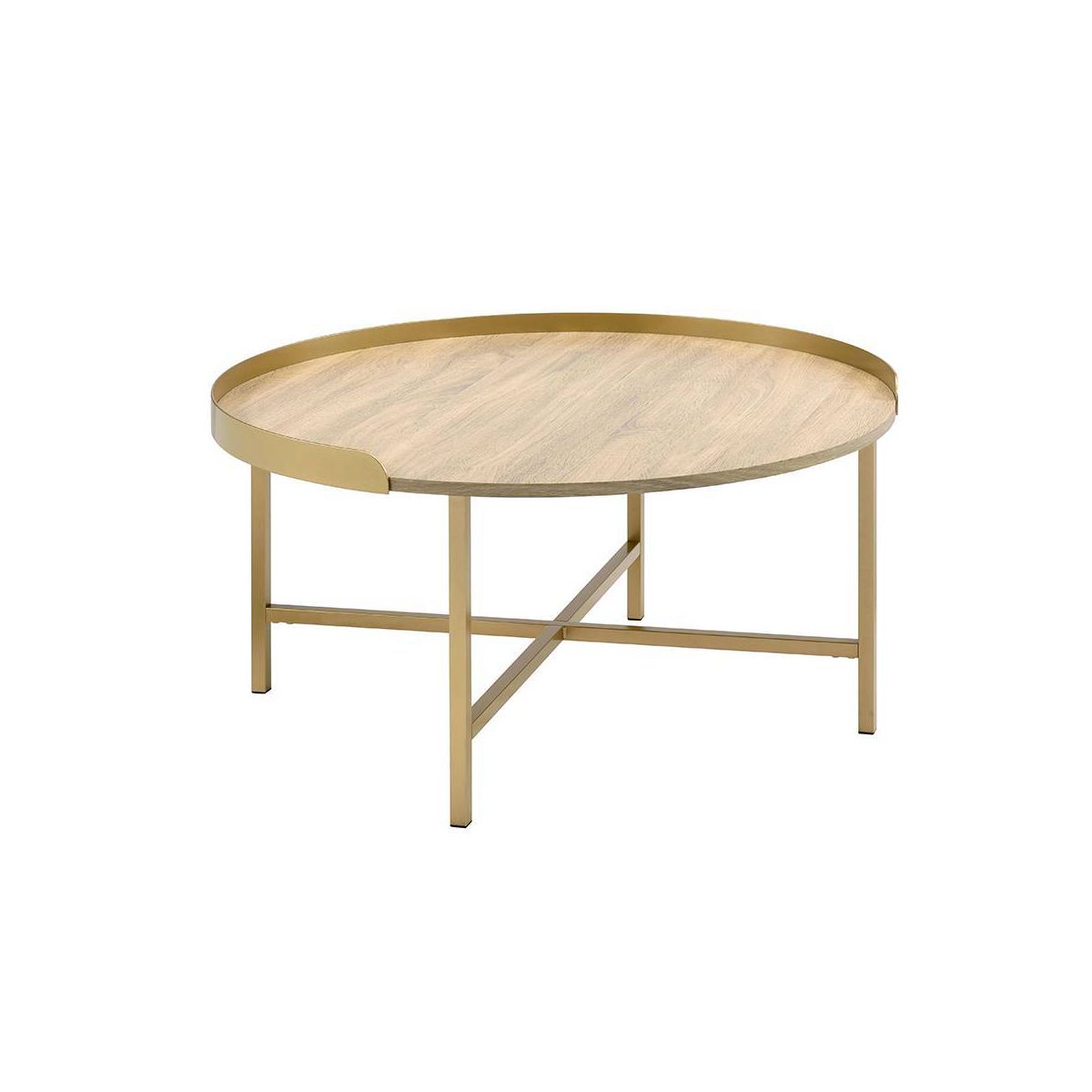 Acme Furniture Mithea Coffee Table Oak Table Top/Gold Finish - thumbnail 6