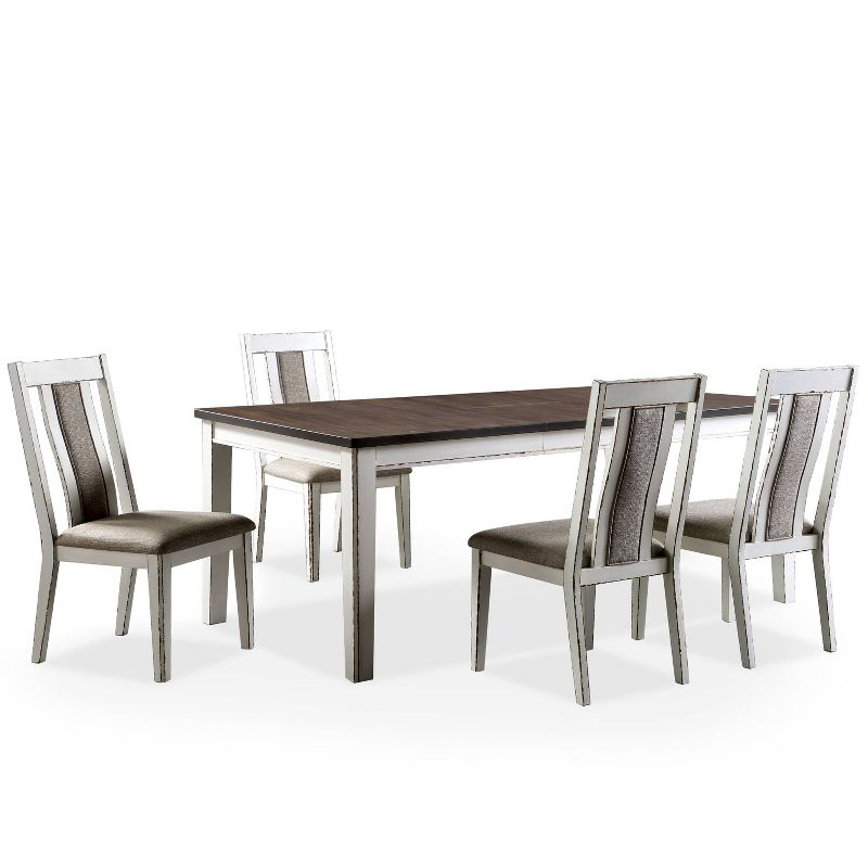 5pc Redmond Expandable Dining Table Set Weathered White/Dark Walnut/Warm Gray - HOMES: Inside + Out, 1 of 6
