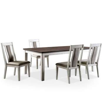 5pc Redmond Expandable Dining Table Set Weathered White/Dark Walnut/Warm Gray - HOMES: Inside + Out