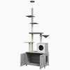 PawHut 2 in 1 Litter Box Enclosure with Floor to Ceiling Cat Tree, Condo, Bed, Hammock, Scratching Posts, and Platforms, Gray - image 4 of 4