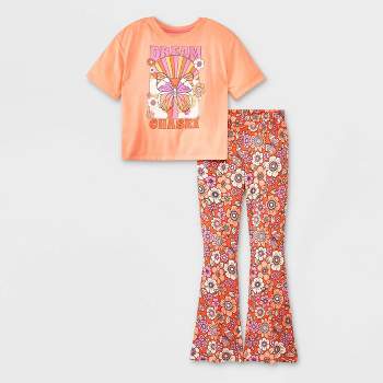 Girls' Short Sleeve Flare Pants Pajama Set - art class™
