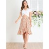 Allegra K Women's Floral Printed Self Tie Knot High-Low Ruffle Hem Wrap Skirt - 3 of 4