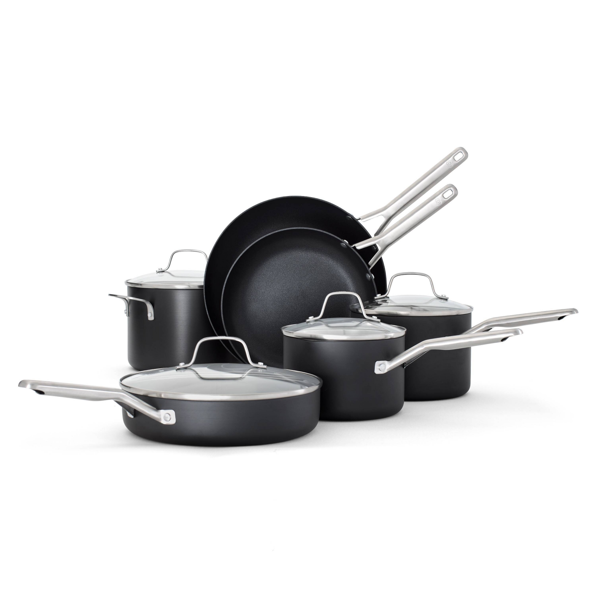 Calphalon 10pc Hard Anodized Nonstick Cookware Set: Dishwasher-Safe, Gas & Electric Compatible, 10 Year Warranty