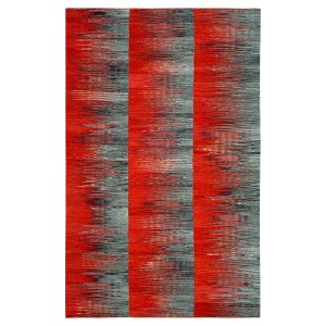 Red/Charcoal Abstract Woven Area Rug - (4